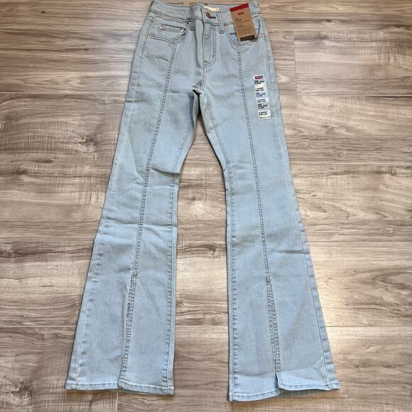 Levi's 726 High Rise Flare Split Hem Women's Light Wash Jeans 0 Short (W25 L30) - Picture 1 of 13